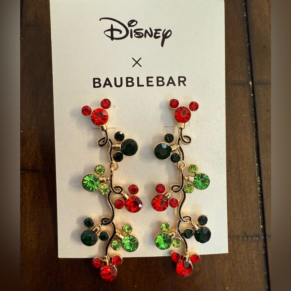 Disney x BaubleBar 
Mickey Mouse String Christmas Lights Earrings